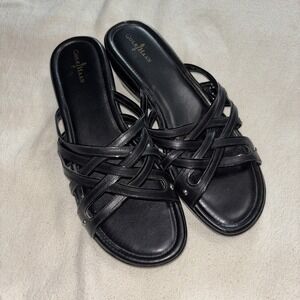 Cole‎ Haan  Women's Shoes Air Ezra Black Strappy Slide Sandal Sz11B